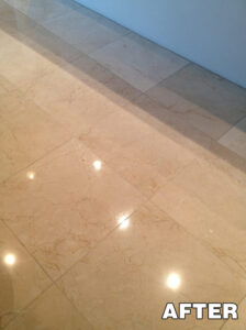 Shiny polished tile floor after expert cleaning service in Tucson by Arizona Tile and Grout Care.