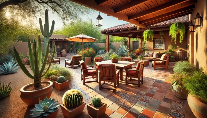 tucson arizona outdoor patio with saltillo tile