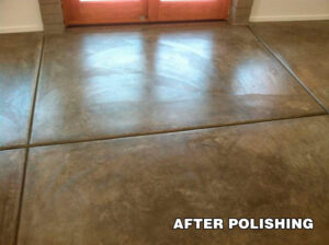 After polishing concrete floor—professional tile polishing in Tucson by Arizona Tile & Grout Care.