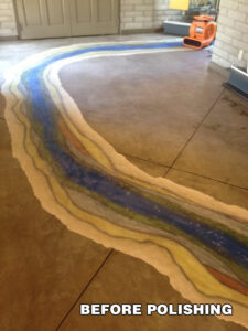 Custom decorative concrete floor cleaning and polishing in Tucson by Arizona Tile & Grout Care.