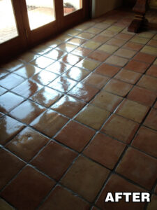 Natural travertine tile with textured finish—Tucson tile cleaning and sealing services.