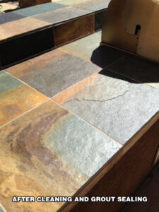 Multicolor slate countertop—natural stone cleaning and sealing in Tucson, Arizona.